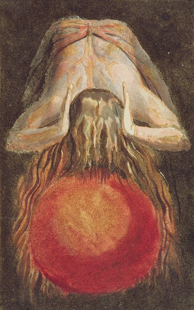 E deixou um globo redondo de sangue, Tremendo sobre o Vazio ..., placa 11 de "O Primeiro Livro de Urizen", 1794 (gravura impressa em relevo a cores com tinta e wc) de William Blake
